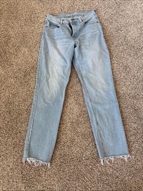 Old Navy Light Wash Straight Leg Jeans with Raw Hem